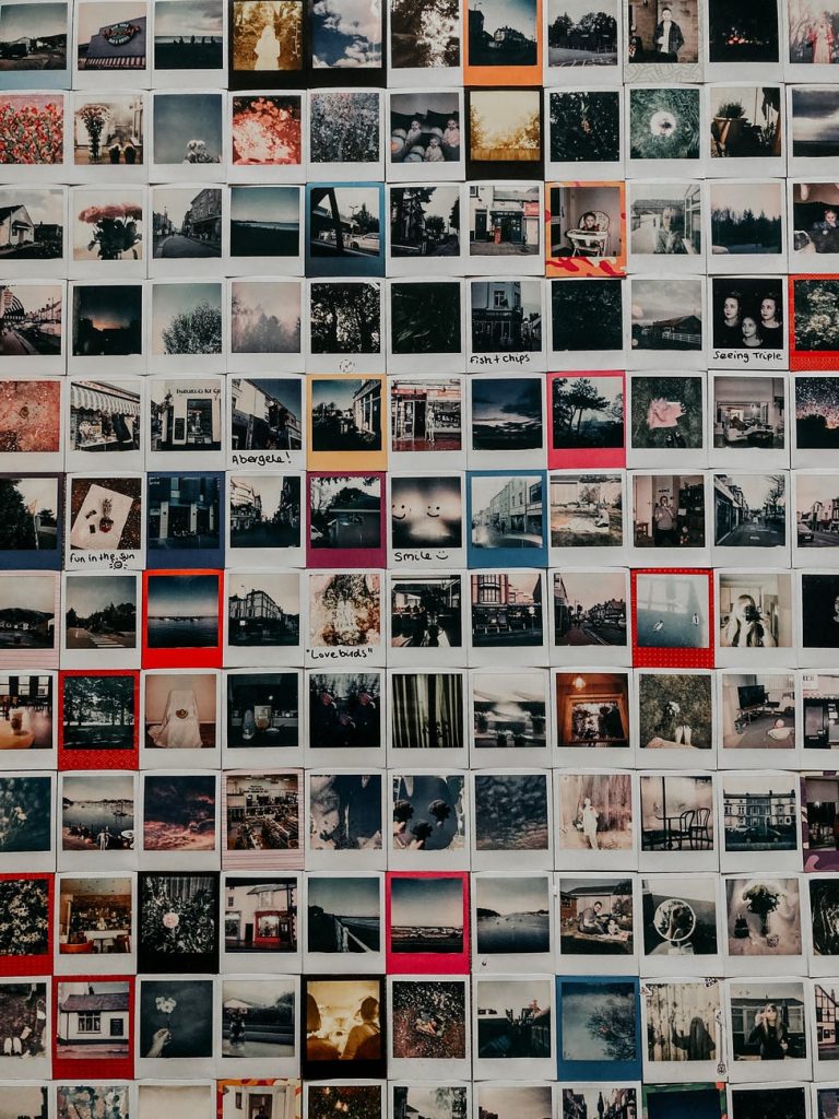 collection of old instant photos with trips