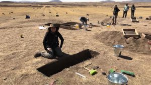 Anthropologist at a dig site