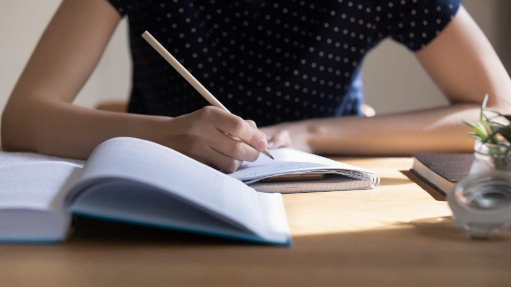 student studying for exam