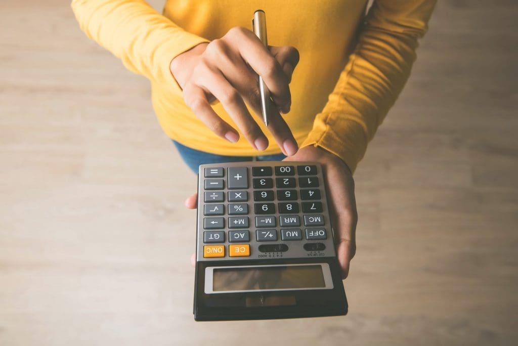 student with calculator