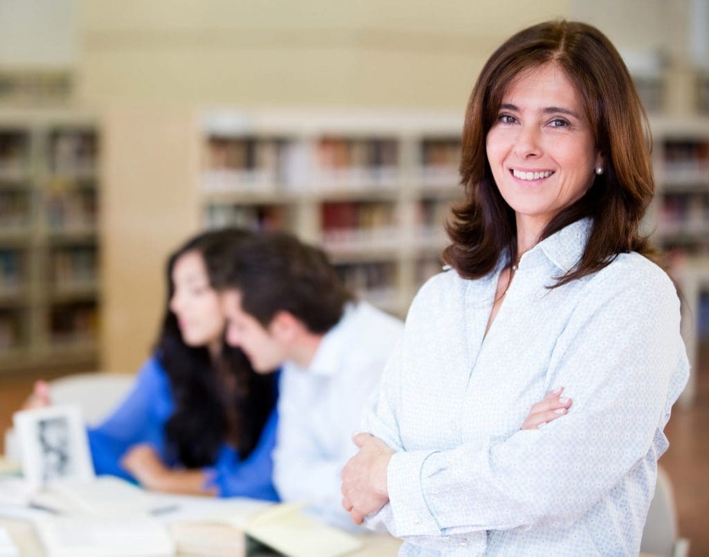 woman at library