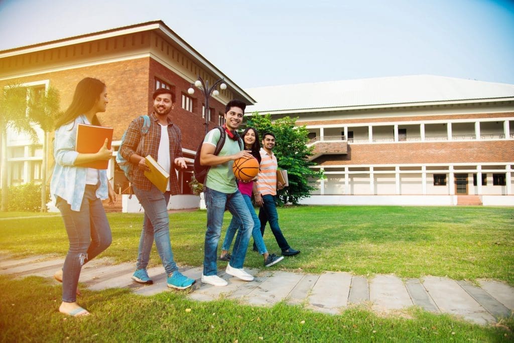 students walking