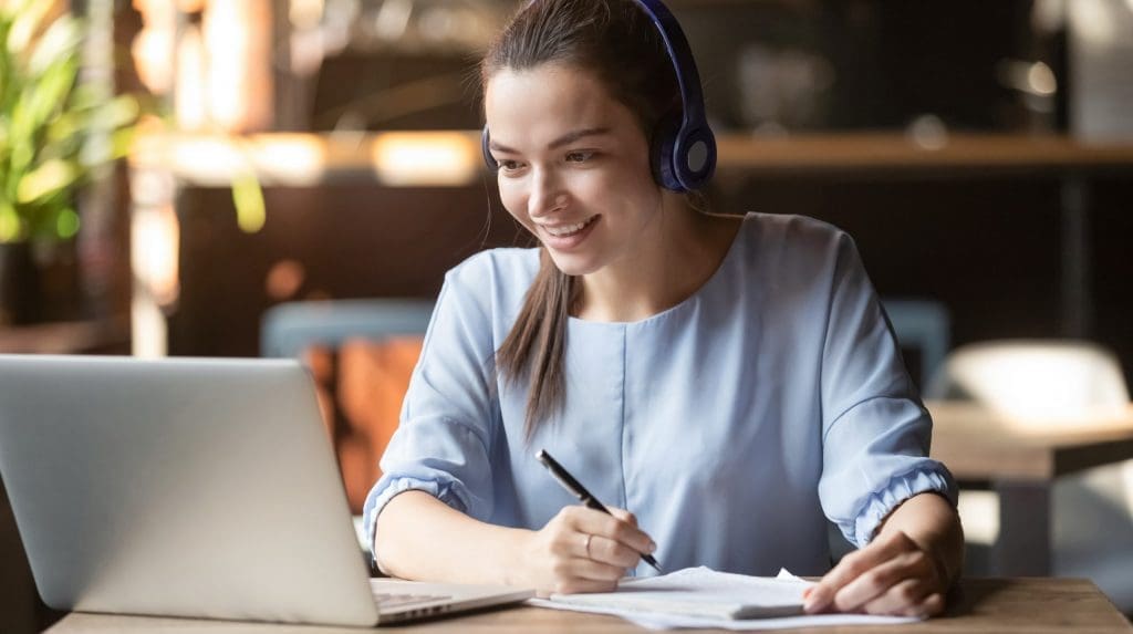 student studying on laptop
