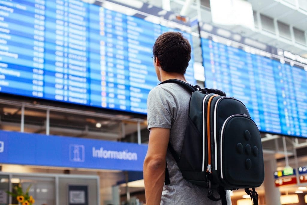 A young man at the airport
