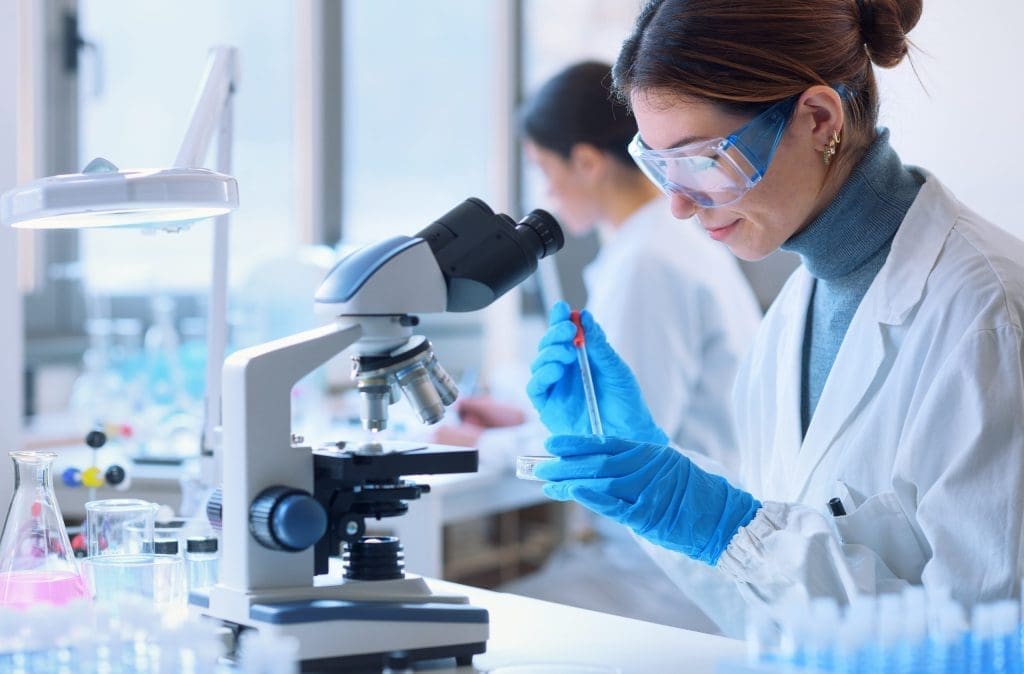 student in the research lab