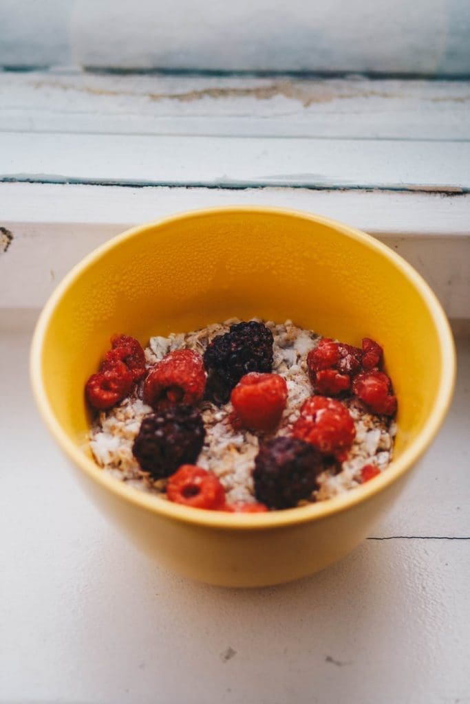 delicious bowl with fresh berries and cereals