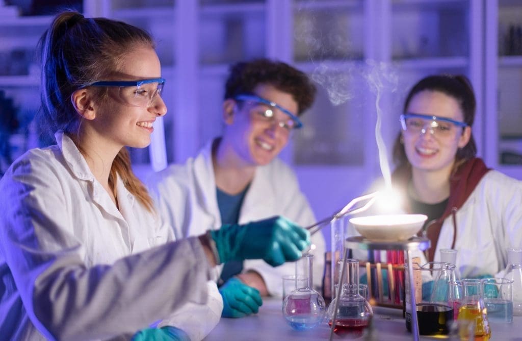 chemical experiment in the laboratory