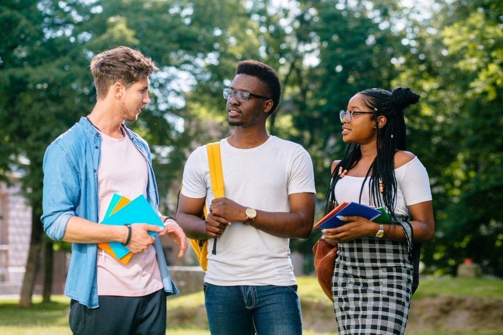 students in a park