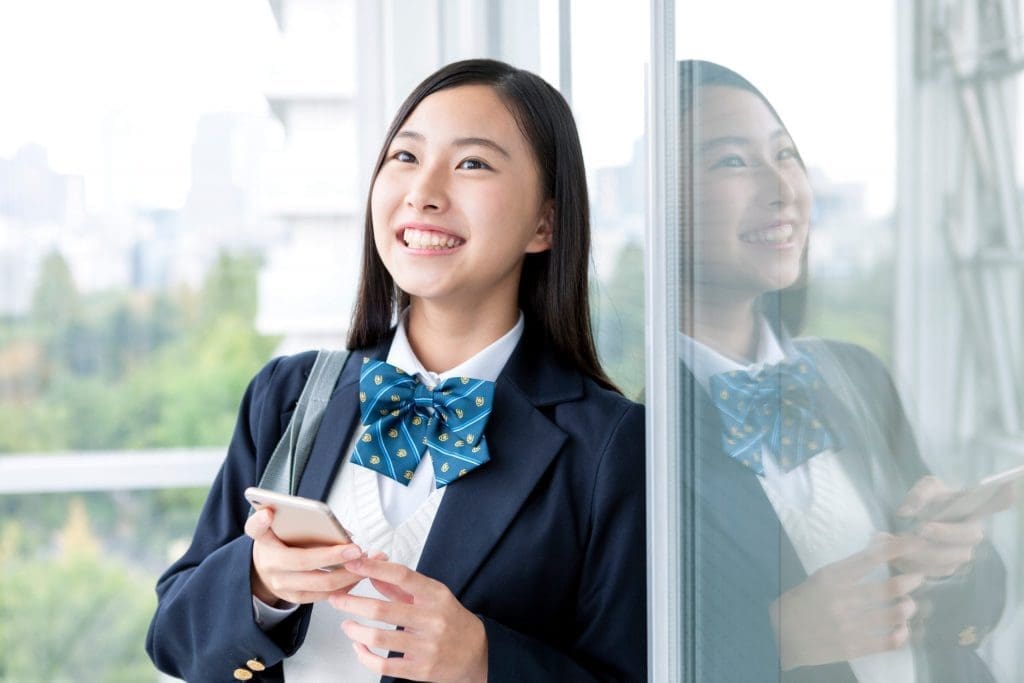 student using phone