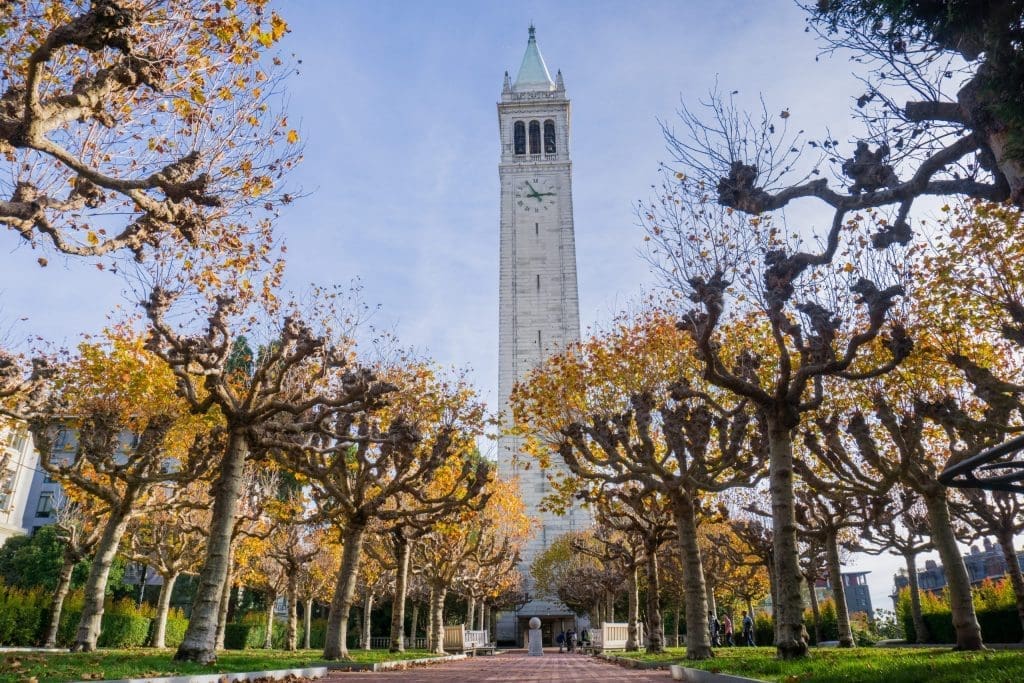 UC Berkeley's campus in October with autumn leaves