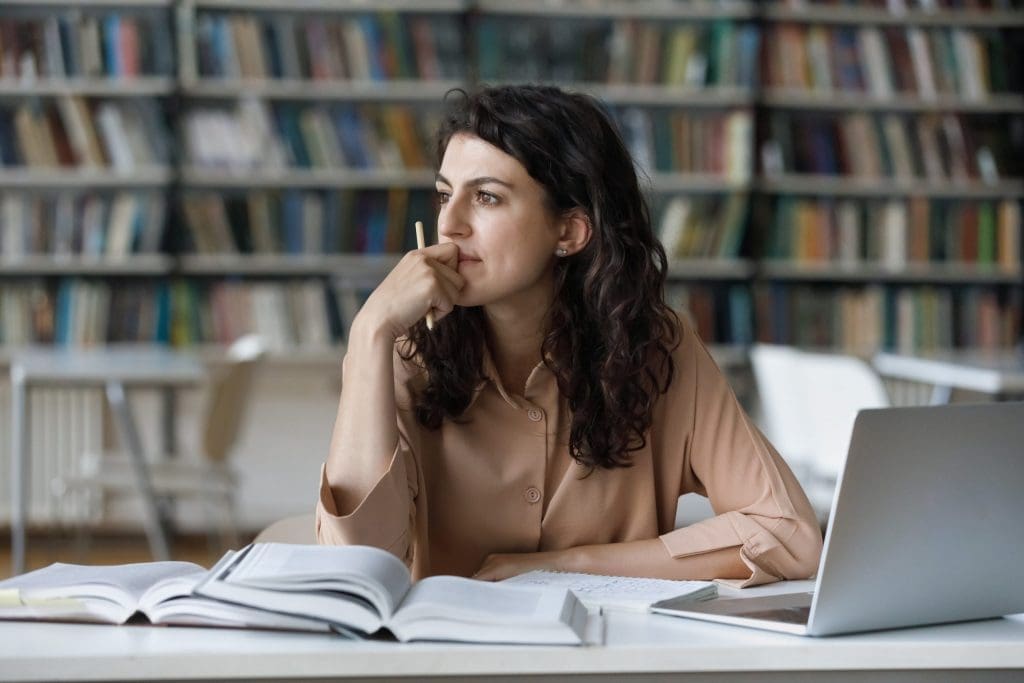 working in library