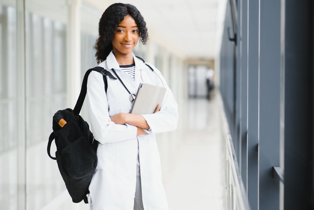 medical student in hallway