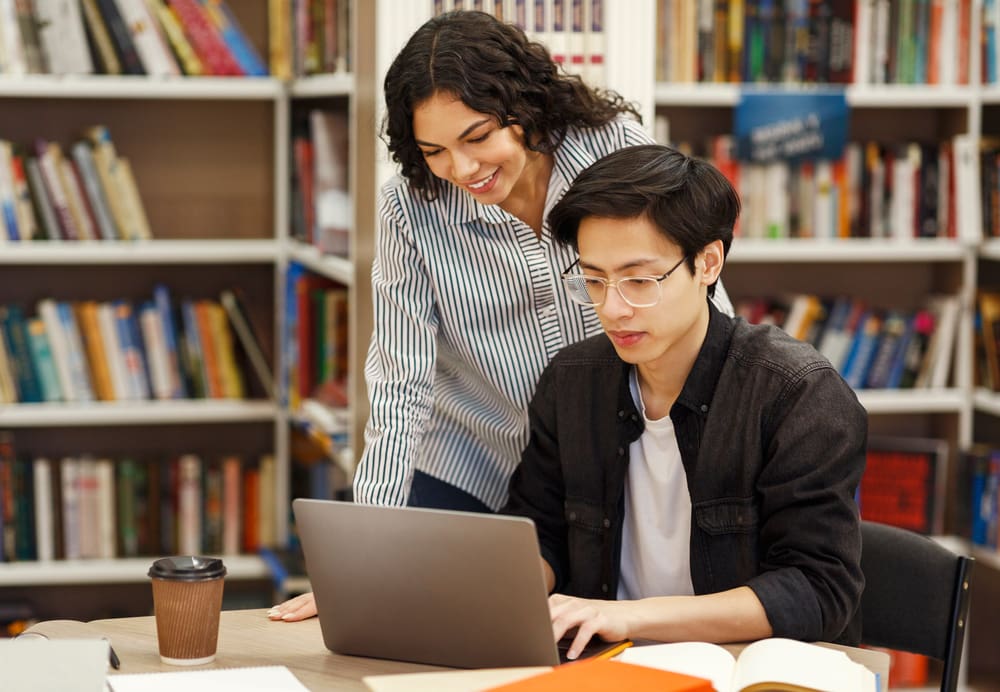 college counseling session in library