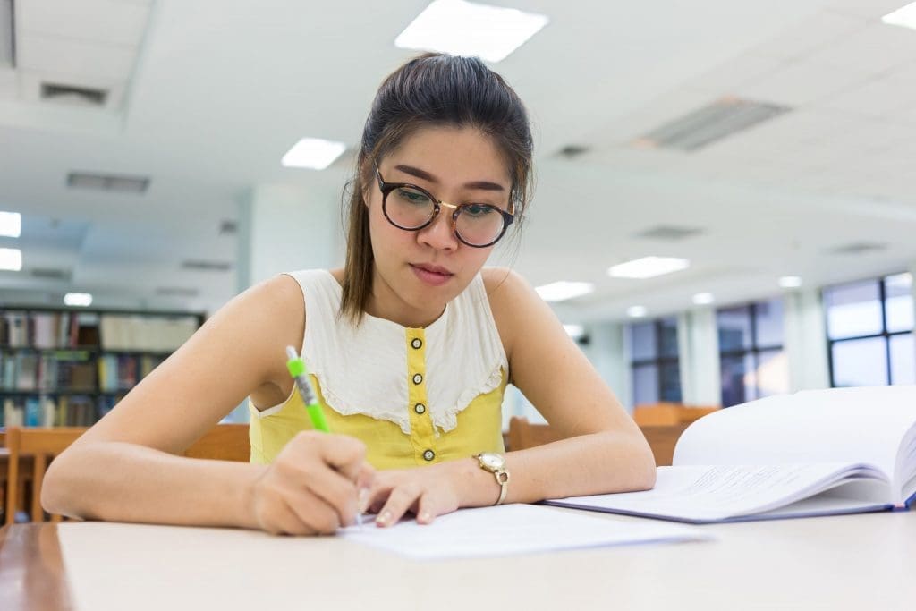 working in library