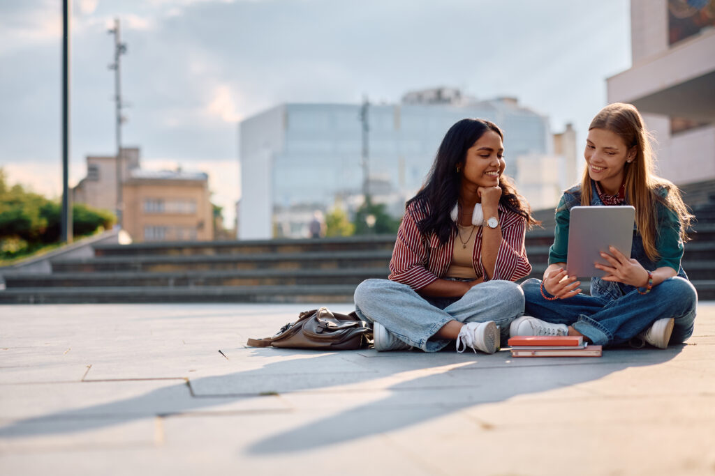 Students working on the Common App