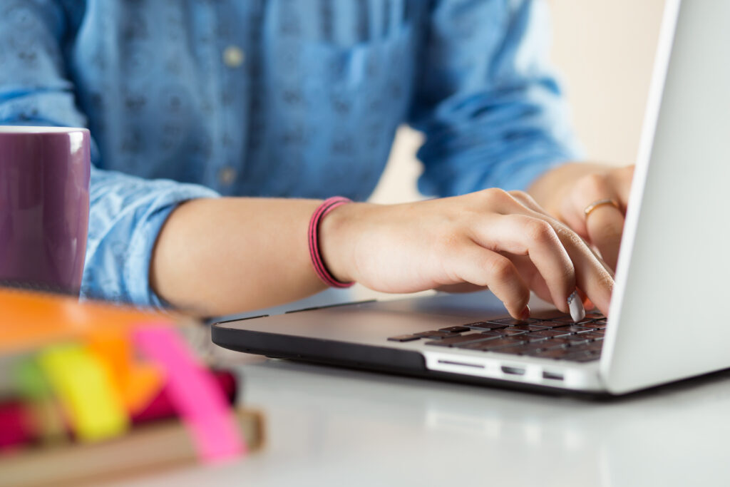 Student working on college essays