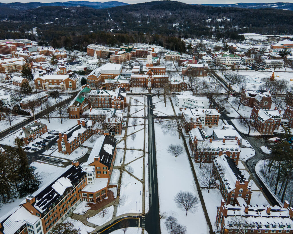 Dartmouth University campus in winter.
