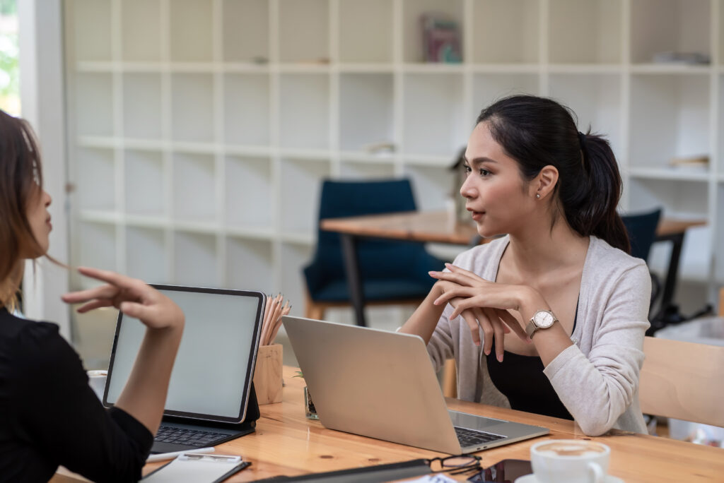 Student and college counselor discuss plans