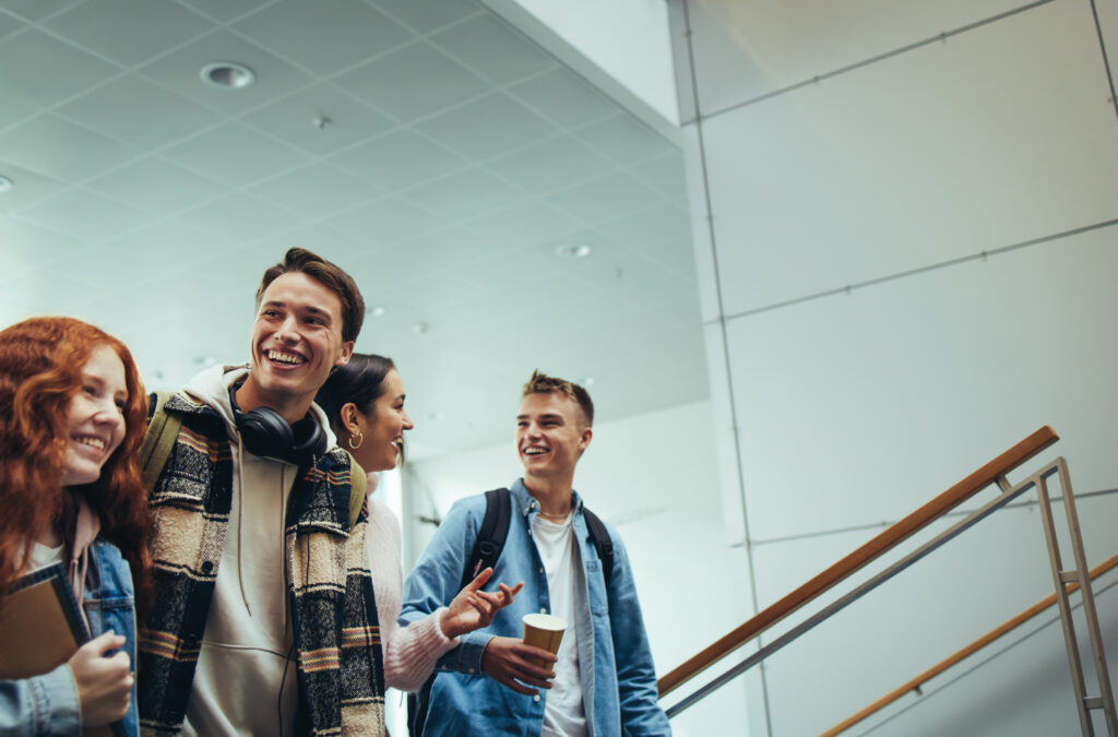 College students on campus for admitted students