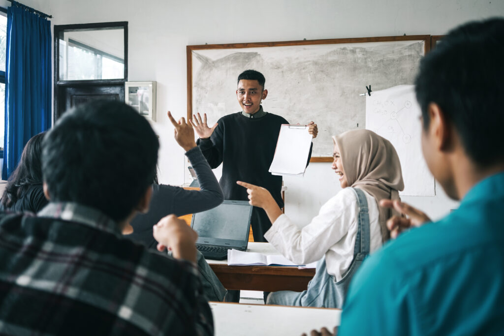 Student demonstrating interest in learning
